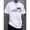 European Sizes Men's Casual Short Sleeve T-Shirt with Car Repair Evolution Print, Regular Fit Crew Neck