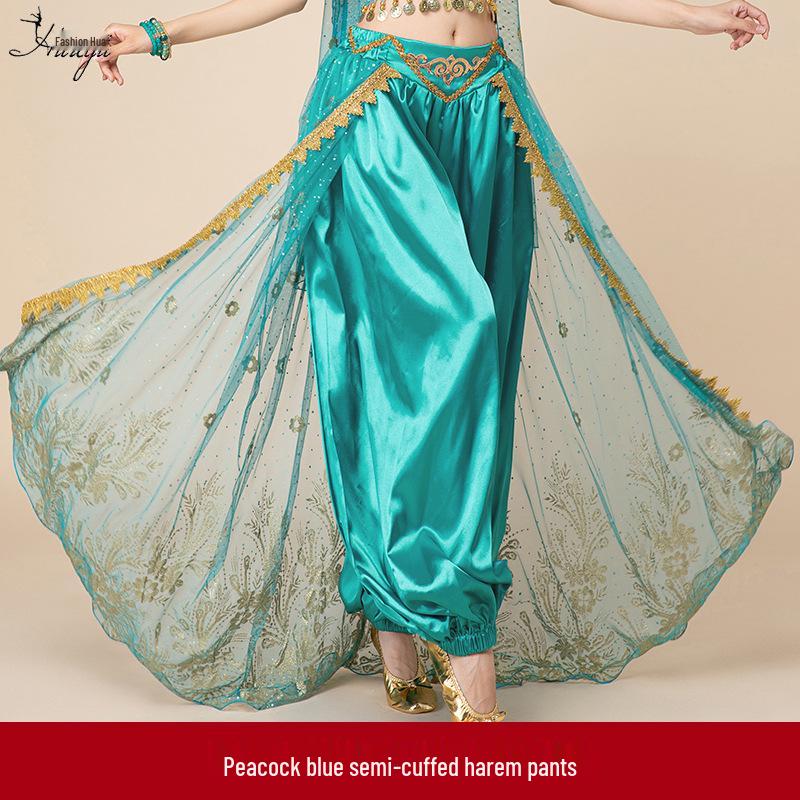 Fashion Huayu Indian Dance Costume: Adult Belly Dance Outfit with Xinjiang Dance Lantern Wide-Leg Pants