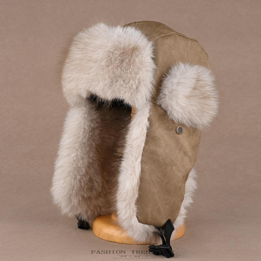 Retro Nerzimitat Hut für Damen und Herren Winter verdickter Plüsch Ohrenschutz Baumwollmütze Outdoor Radfahren winddichter Hut