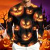 Men Long Sleeve T‑Shirt Halloween Pumpkin Bat 3D All‑Over Print Gothic Holiday Party Casual Tee