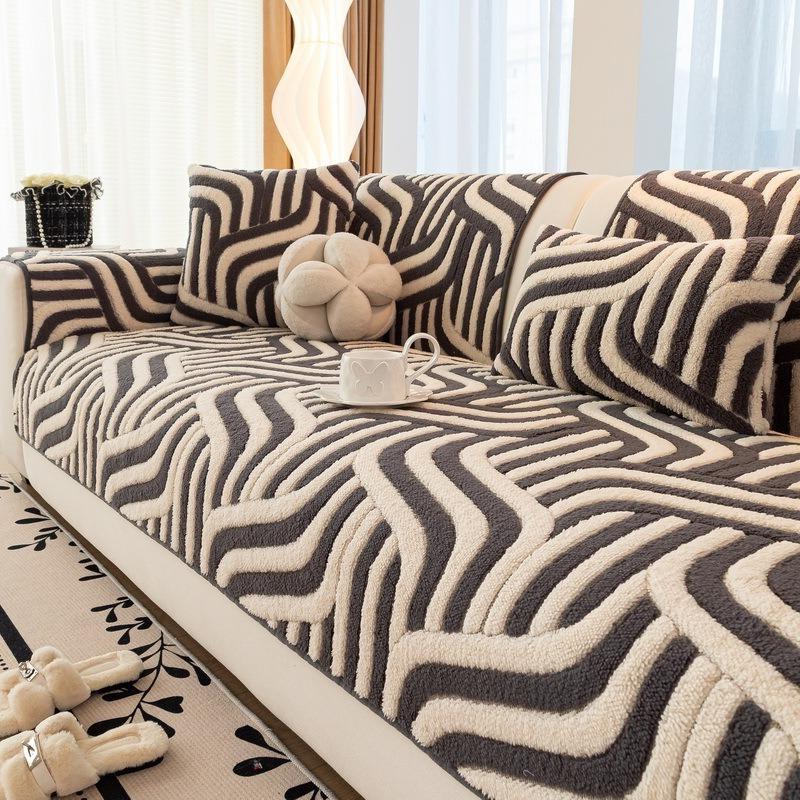 Texture Thick Plush Sofa Cushion Winter New Style Simple Style Dust-Proof Cushion Cover Cloth Sofa Towel Home Couch Decor