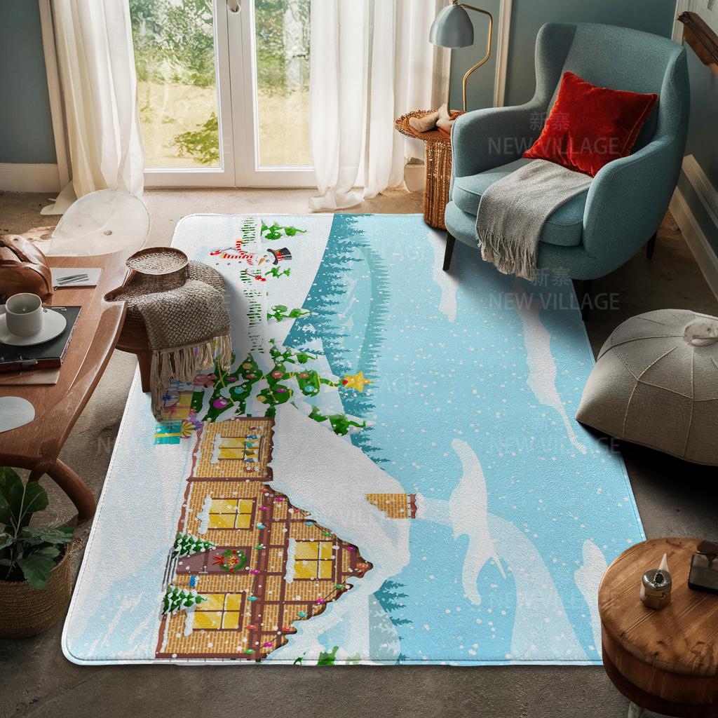 House Entrance Carpet Home Door Mat Living Room Bath Foot Bathroom Non-slip Water Absorption Rugs Bath Merry Christmas Winter
