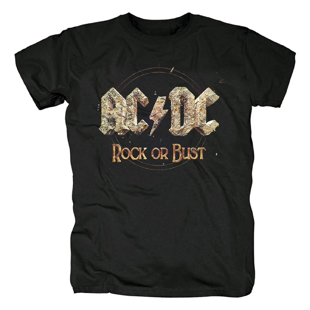 Summer 2025 ACDC Hard Rock R&B Guitar Crewneck Printed Cotton Short Sleeve T-shirt for Men and Women