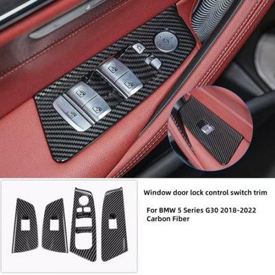 4PCS Carbon Fiber Window Lift Switch Button Panel Cover For BMW G30 520 530 540
