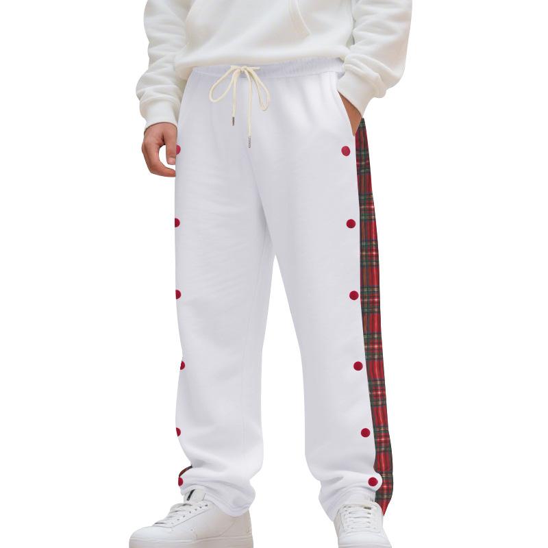 Autumn and Winter Men's Casual Pants High Street Heavyweight Loose Simple Splicing Casual Sports Button Sweatpants Men