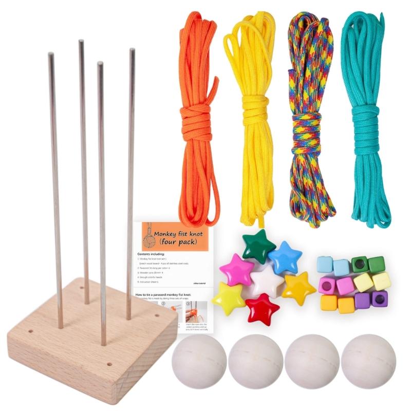Monkey Fist Umbrella Rope Ball Weaving Kits Monkey Fist Paracord DIY Set Decorative Ball Keychains for Woman Man