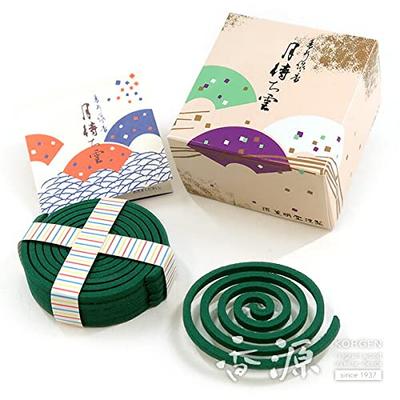 Kunmeido Tsukimachigumo Incense, Value Pack, 20 Spiral Incense Sticks, Sandalwood-based Scent