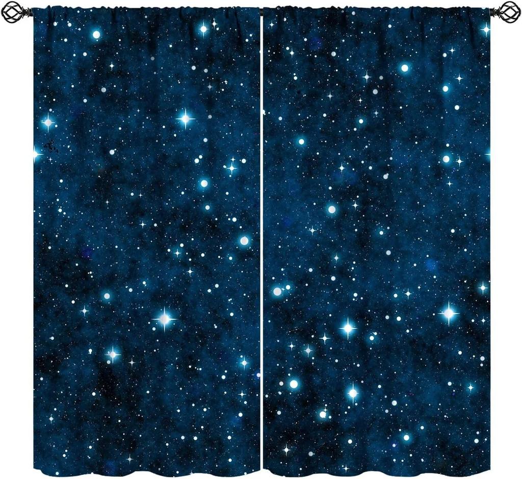 Outer Space Curtains,System Universe Knowledge Educational Learning Planet Astronomy Pattern Drapes Window 2 Panel Rod Pocket