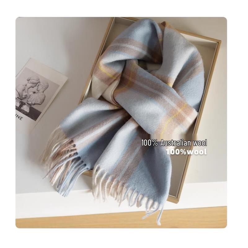 HANDUNYOU Australian Wool Winter Plaid Scarf