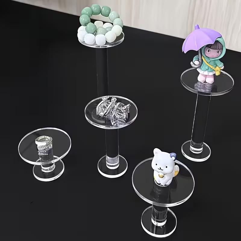 WTEMPO Modern Acrylic Round Display Stands for Jewelry and Collectibles Transparent Multi-Tiered Riser Holders for Watches Bracelets Necklaces