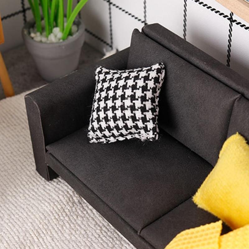 Dollhouses Loveseat Single Sofa Couch Handcrafted Wooden Miniature Decors For DIY Toy House Accessories