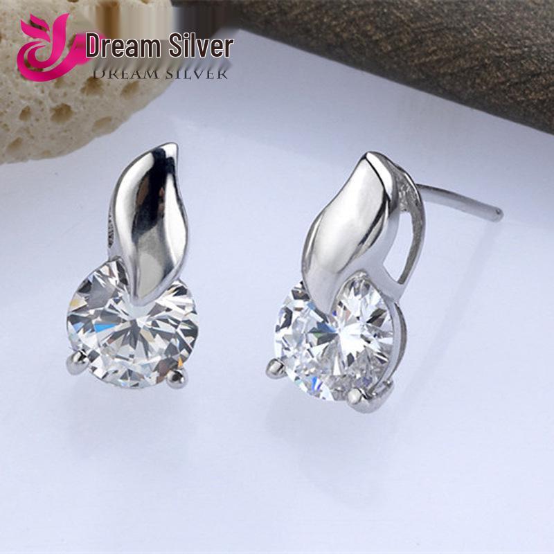 S925 Sterling Silver Korean Style Women's Fox Earrings with Diamond Inlays