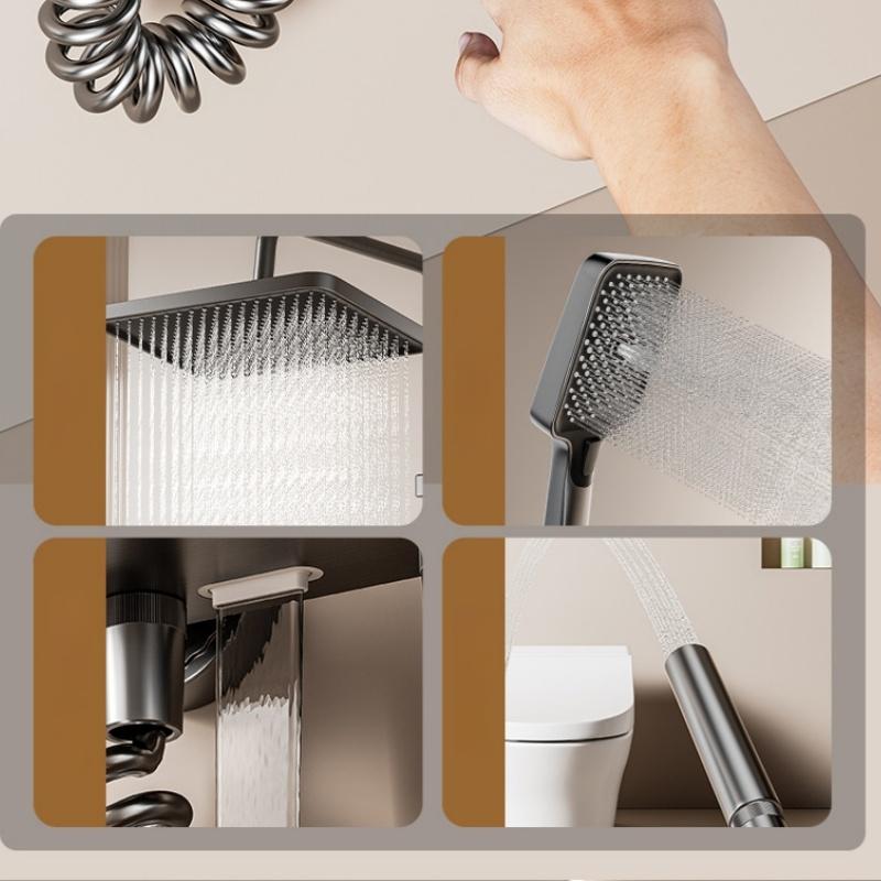 High-end 4 Functions Bathroom Shower Faucet Set Digital Temperature Display Shower System Hot Cold Showers Mixer Pressure Taps