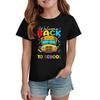 Kids Short Sleeve T Shirt Casual Crew Neck Top Children Back To School Printed Tee Lightweight Comfortable Fit