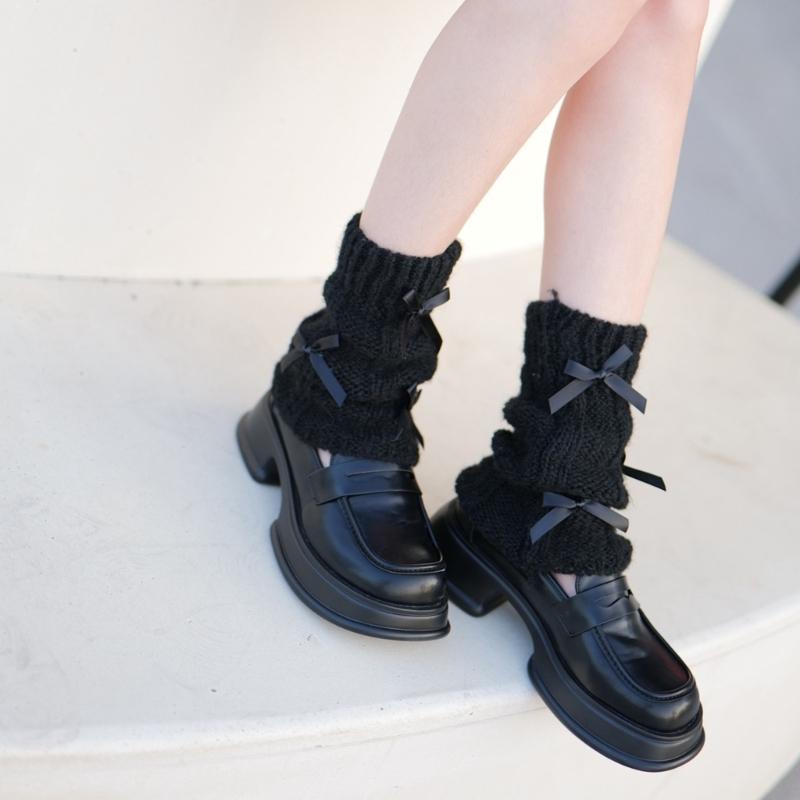 Women Fashion Leg Warmers Bow Knit Long Leg Socks Warm Students Girls 90s Boot Socks Party Casual Y2K Streetwear Gift