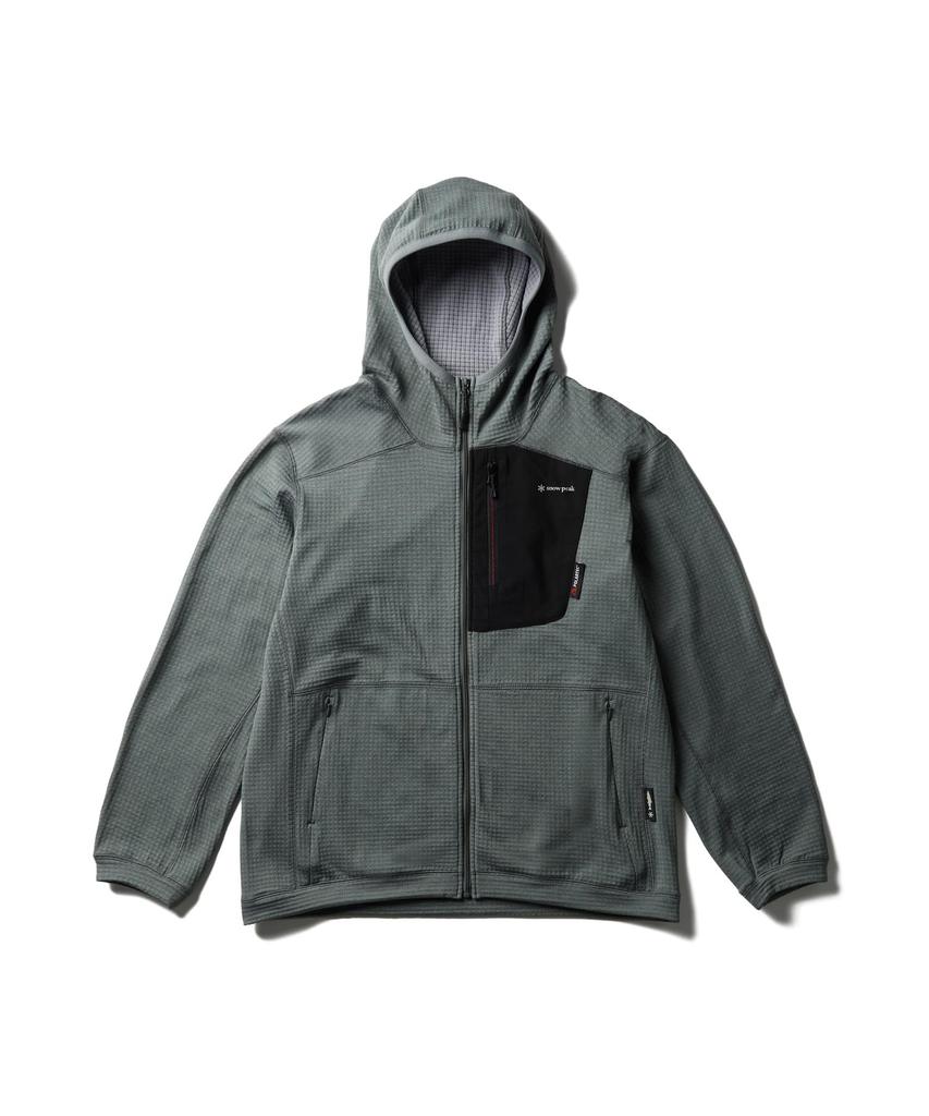 Snow Peak Polartec Power Grid Fleece Hoodie and Size M SPF-JK-25AU907, Men's Women's, Gray,