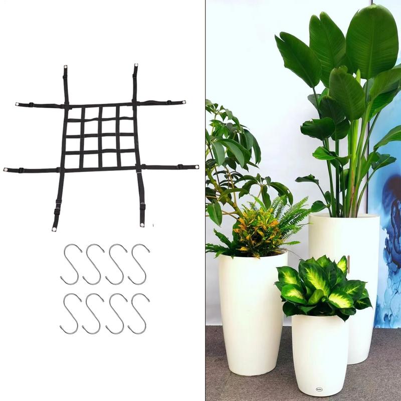 40x40cm Planter Lift Insert Net Djustable Height Plant Lift Net Hanger With 8 Hooks For Plant Flower Pots Containers