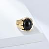 Retro Tiger Eye Titanium Steel Men's Oval Black Gem Ring