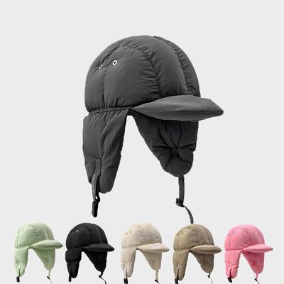 Lightweight Down Cotton Lei Feng Cap Men and Women Winter Warm Ear Protection Pilot Biker Cap Thickened Velvet Cap