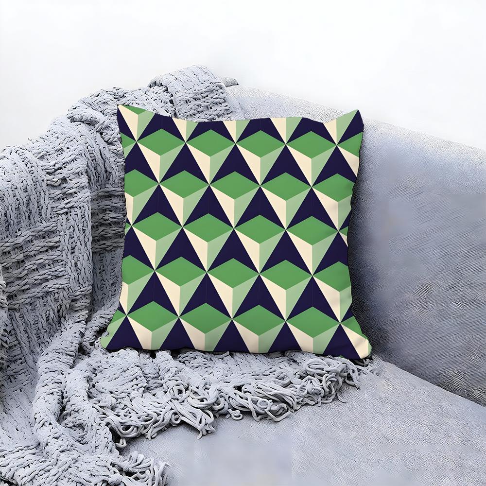 Bright Mosaic Pattern Print Cushion Cover Premium Comfort Reversible Pillow Cove -Two In One Design For Any Room & Car Interior