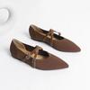 Women Mary Jane Shoes Pointed Toe 2025 Spring Shallow Cross Strap Women Dress Shoes Breathable Knitted Mid-heel Shoes Ladies