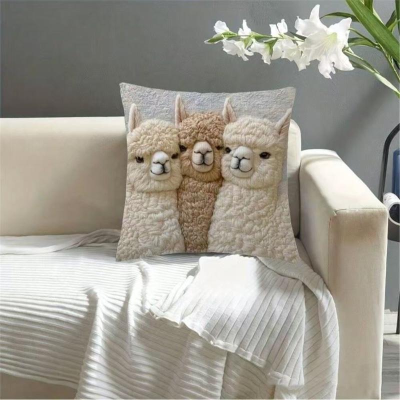 Soft Plush Alpacas Pillowcase Comfortable Fabric for Bedroom Sofa Decoration