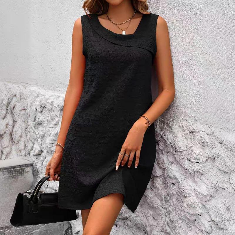 

Женское платье-футляр для работы, однотонное, свободного кроя, без рукавов XXL чёрный