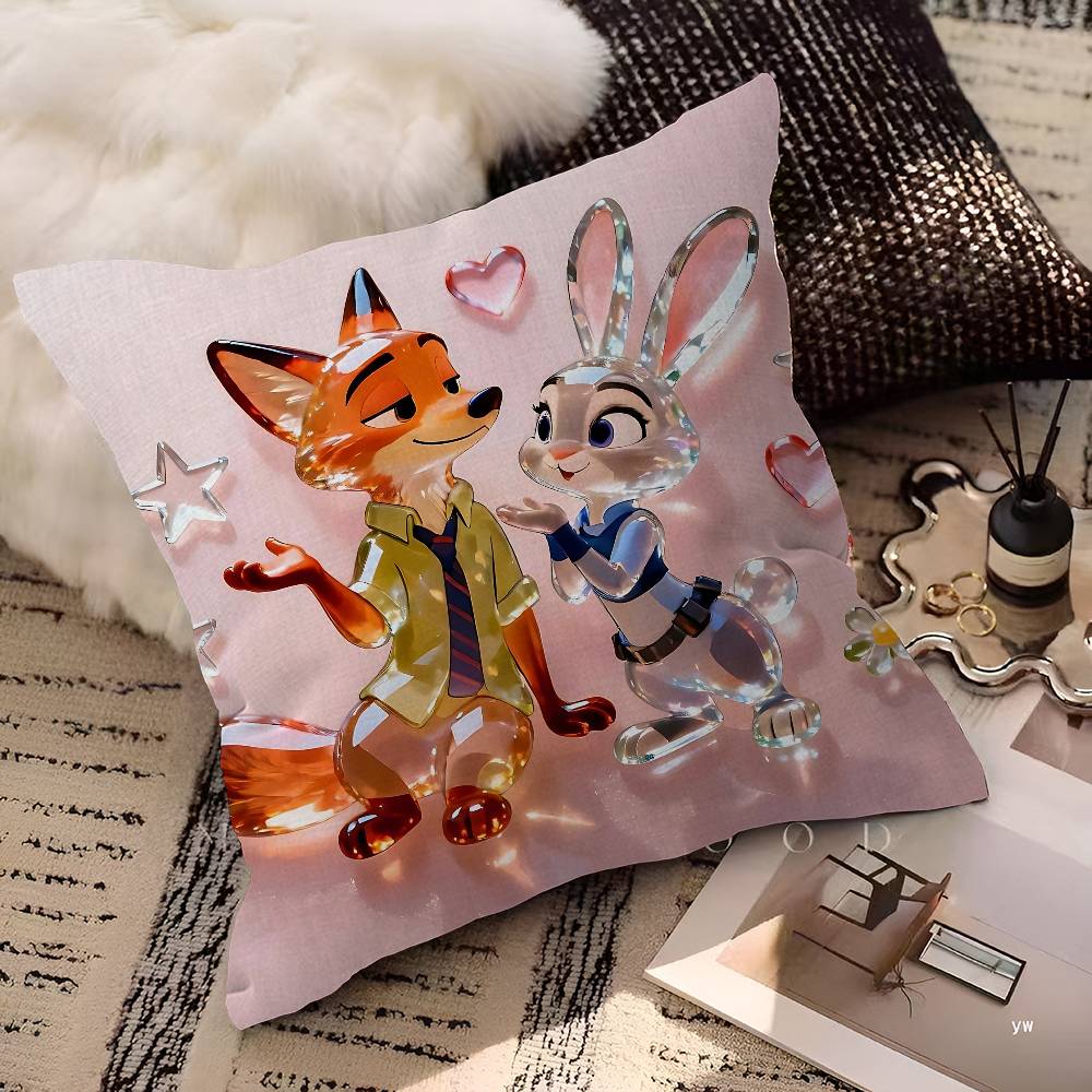 ZZootopiaS 2 1 Movie Pillow Covers Cartoon Sofa Decorative Home Doublesided Printing Short Plush Cute Cushion Cover