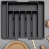 Adjustable Flatware Tableware Organizer with Dividers Utensil Holder Plastic Storage Tray for Spoons Forks Knives