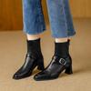 Retro thin boots women's 2025 autumn new models are huge and good-looking French short boots are not tired of thick heels square head versatile bar