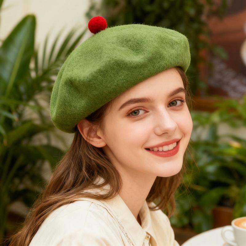 1pc Women French Classic Solid Color Beret Cap,fleece-lined Warmth Leisure Fashion Beanie Hat Suitable for Party Wear Halloween