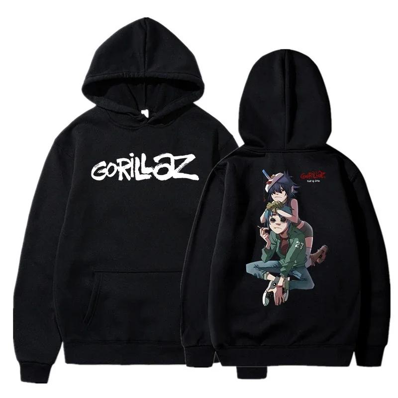 Herbst und Winter Pullover Langarm Locker Weich Sweatshirt Streetwear Mantel Gorillaz Druck Damen und Herren Hoode