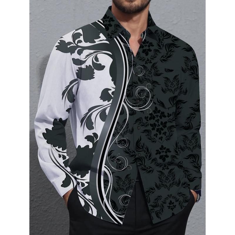 Men's Shirts, Button Down Shirts, Casual Shirts, Spring and Summer, Printed Long Sleeves, Daily, Fashionable, Comfortable