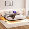 140x200 Bedframe met Zwevend Bed, LED Verlichting en Laadstation Bedframe, Metalen Bed met Lattenbodem Robuust en Stabiel, Eenvoudige Montage, Zwart