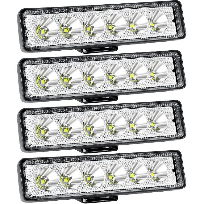 Willpower 2pcs 18W 6 Inch LED Work Light Spot Beam Single Row LED Light Bar 12V 24V Super Slim Offroad Driving Lights Fog Lamps for Truck Tractor