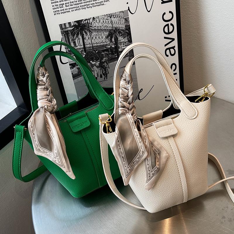 Bag Women's Bag 2026 New Fashion Portable Large Capacity Bucket Bag Popular Silk Scarf Underarm Crossbody Bag