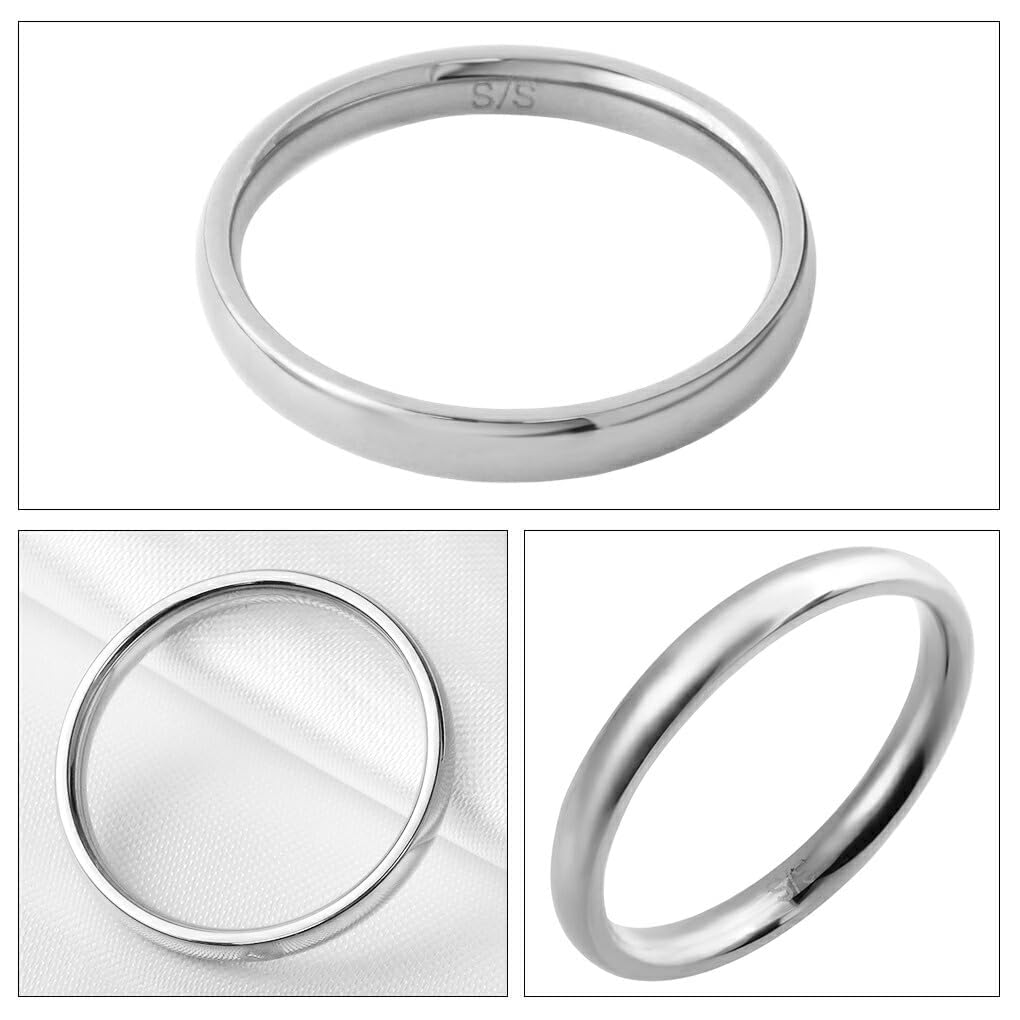 [Shinjuku Gin no Kura] Plain Surgical Stainless Steel Ring (Silver, Size 9) Allergy Friendly, Simple, Slim Fit