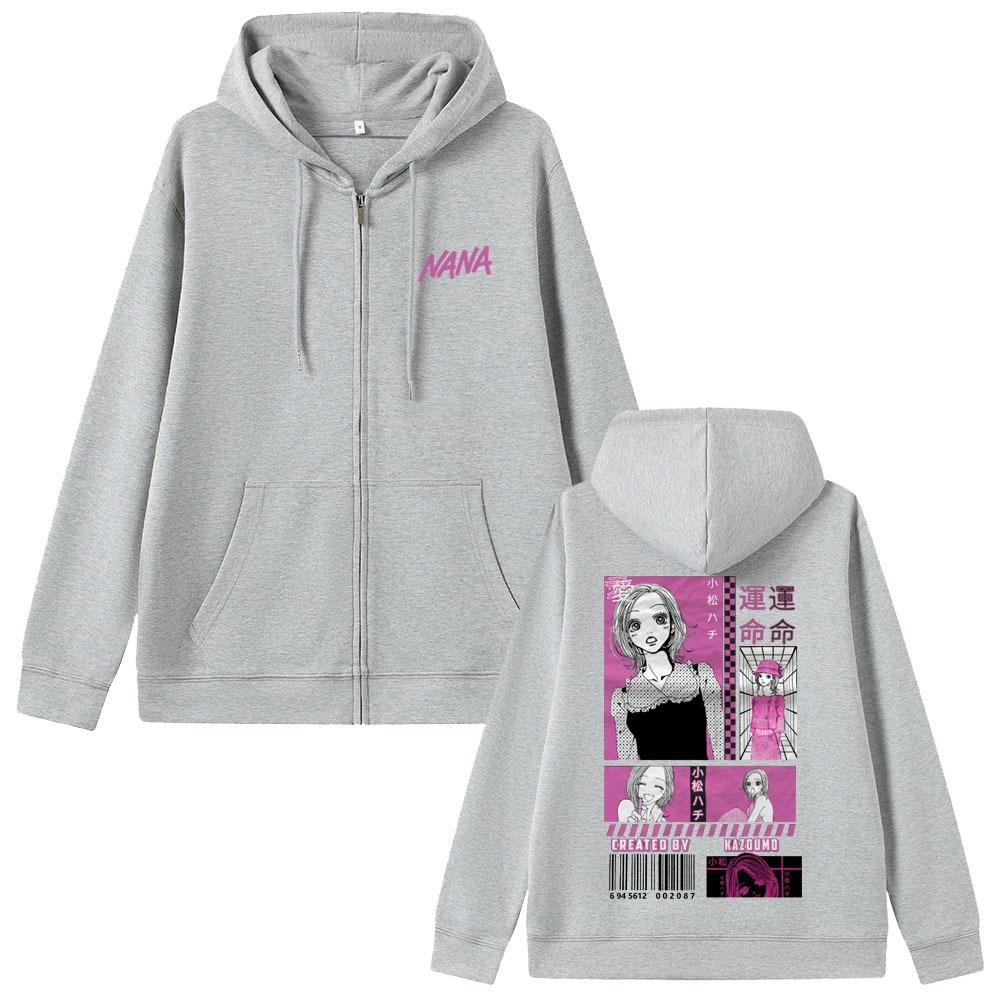 Komatsu Nana Pattern Zipper Hoodie Zipper Men's and Women's Manga Art Aesthetics Zipper Sportswear