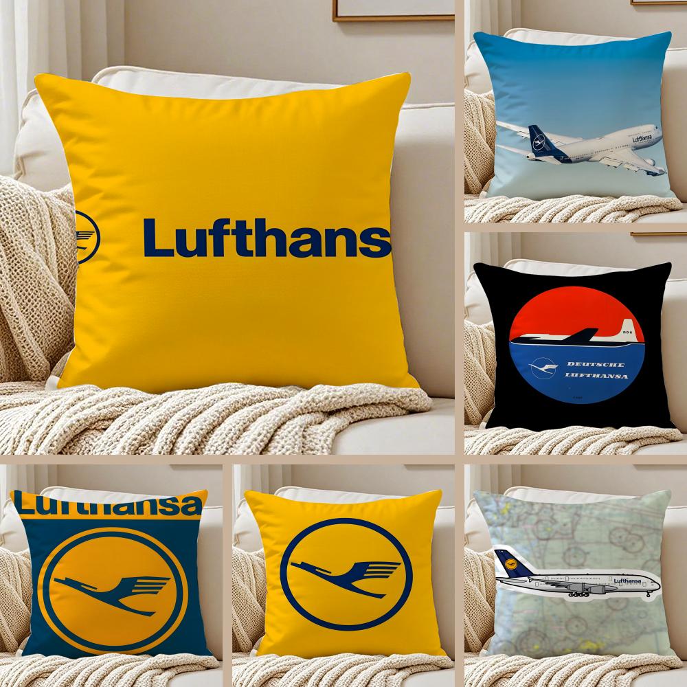 lLufthansa Aviation Themed Cushion Cover Pillowcase Antidustmite Living Room Sofa Decor Cushion Room