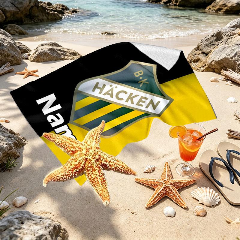 Custom Name Personalized BK Hacken Print Beach Towel, for Trip Camping Beach Party Home Decor, Birthday Gift for Family & Friends