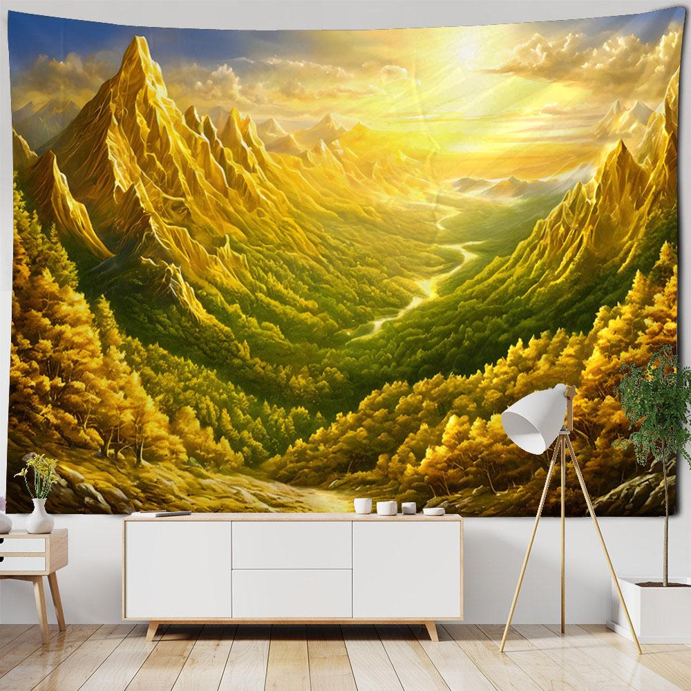 Bellissimo Arazzo Paesaggio Forestale Decorazione Murale per Camera da Letto Soggiorno Tessuto di Sfondo, Murale in Tessuto Estetica Hippie