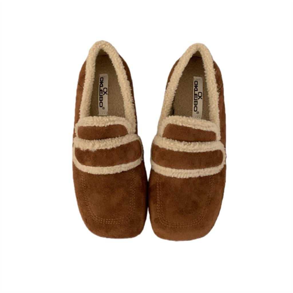 Loafers Women's 2025 New Autumn and Winter Piled Thickened Warm Fluffy Beanie Snow Cotton Shoes Women's Shoes