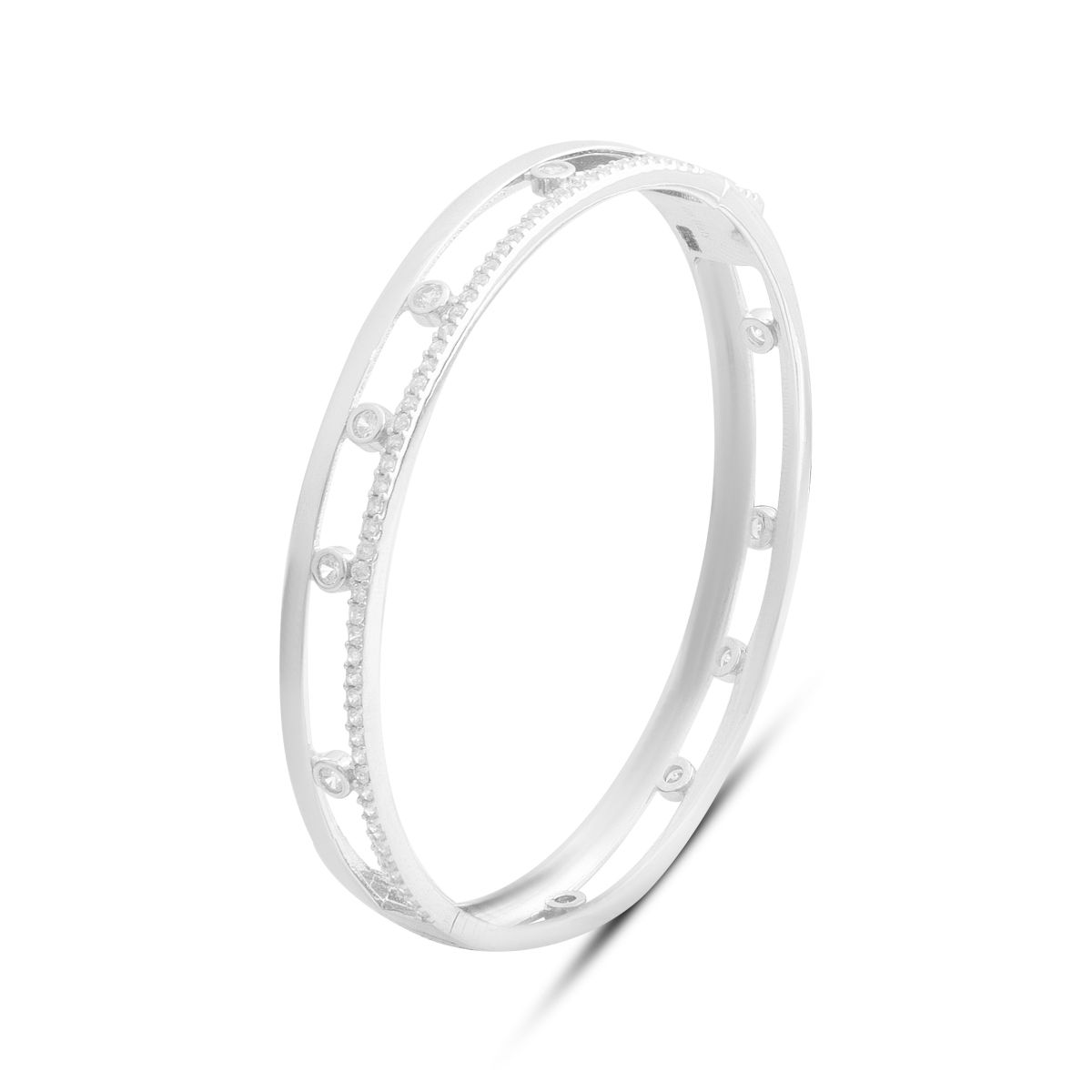 

Silver bracelet with cubic zirconia, product weight 17.15 g (2190516) 18cm білий