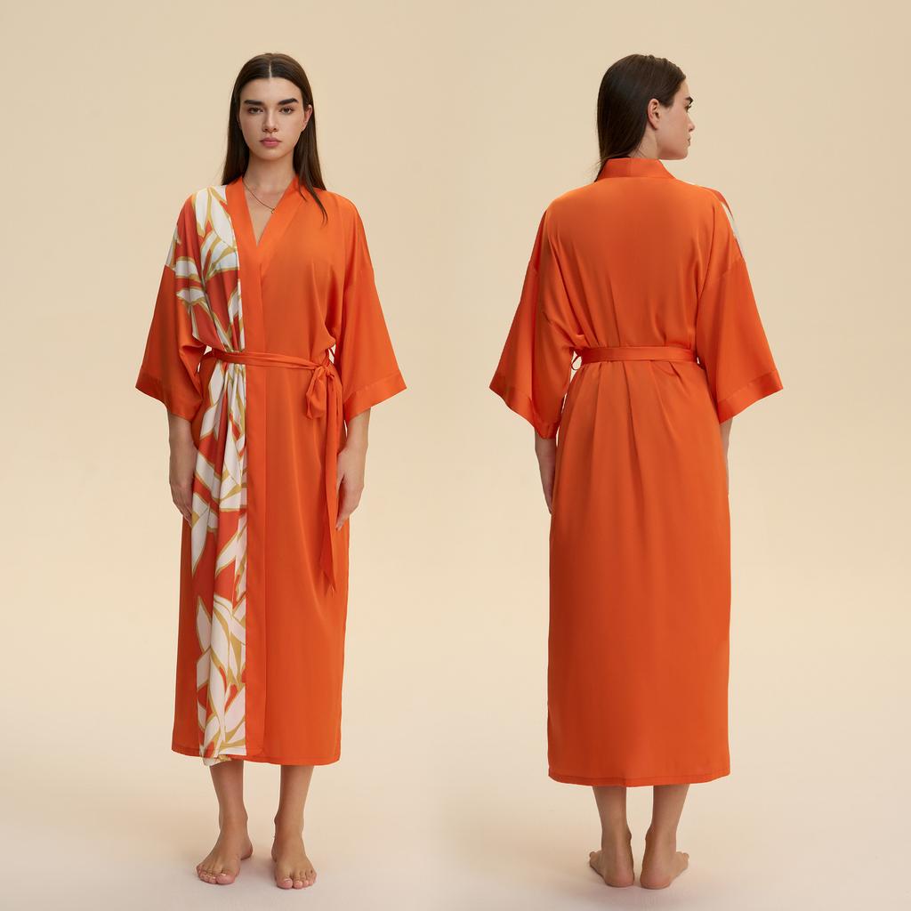 Silk Robes for Women V Neck Satin Bathrobe Long Robe Lightweight Sexy Sleepwear Kimono Robe Women's Cover Up Long Sleepwear Bathrobe Bachelorette Robe