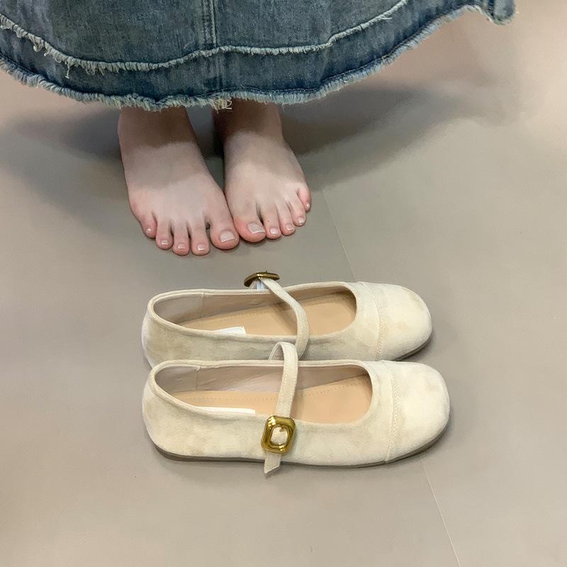 French flat-bottomed shallow mouth Mary Jane single shoes women's 2025 new summer Korean version ballet gentle evening shoes Doudou shoes