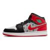 Baskets Air Jordan 1 Mid SE GS Ugly Christmas Sweater pour enfants Rouge Blanc Noir DM1208-150