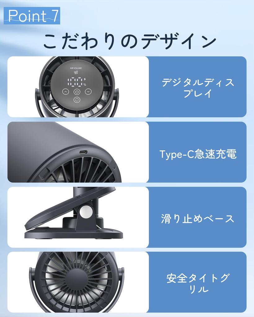 InvaXe USB Fan in Tabletop Clip Wall Mounted USB 100 Levels of Airflow Car Camping Quick Mini Heat Stroke Japanese Instruction Manual PSE Certified