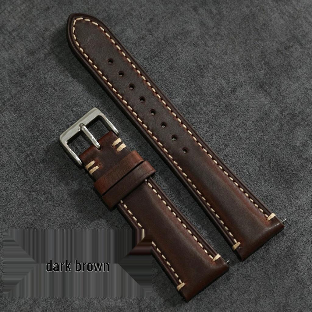 High-Quality Retro Genuine Leather Pin Buckle Watch Strap for Men and Women, Top Layer Cowhide Watch Band