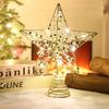 Gold/Silver LED Christmas Tree Topper Star Glitter Luminous Christmas Tree Topper Decoration Iron Xmas Tree Ornaments