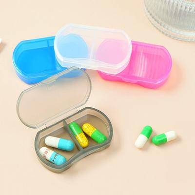 Snap-on Design 2-gird Pill Box Dust-proof Pill Packing Box Simple Mini Medicine Box  Storage Box